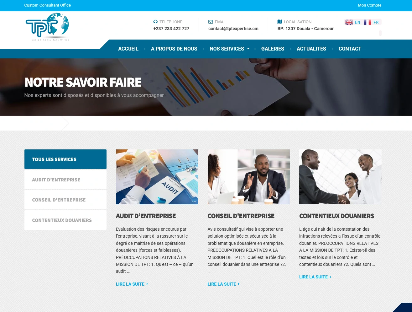 site web cabinet douane TPT Expertise Douala