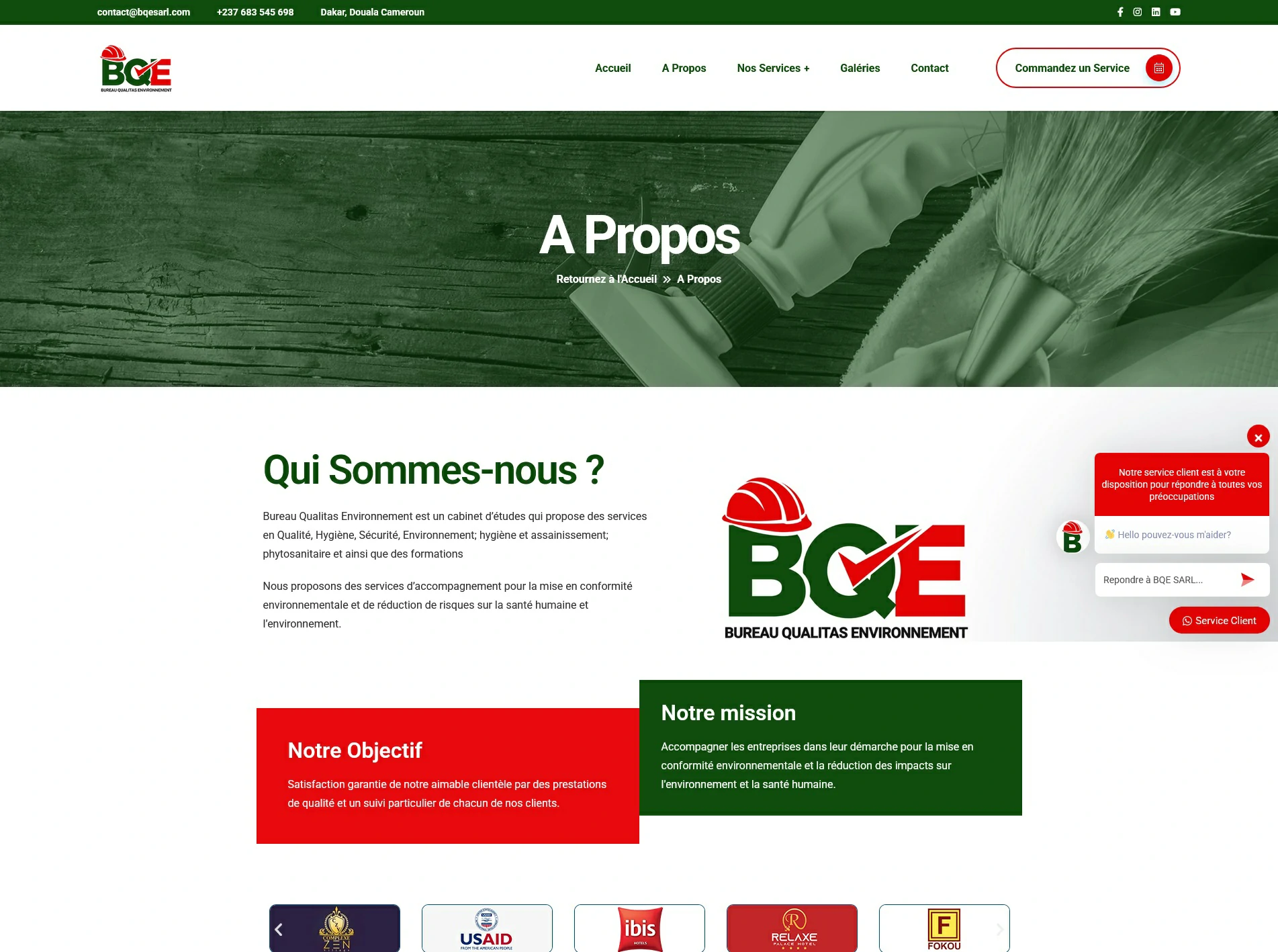 site web cabinet QHSE BQE SARL Douala