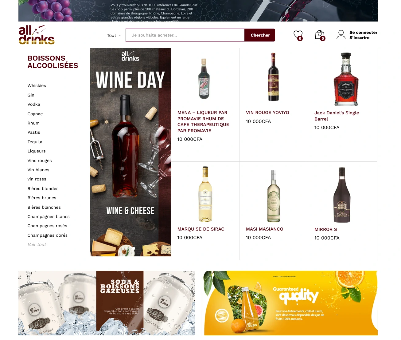 plateforme e-commerce boissons ALL DRINKS Douala