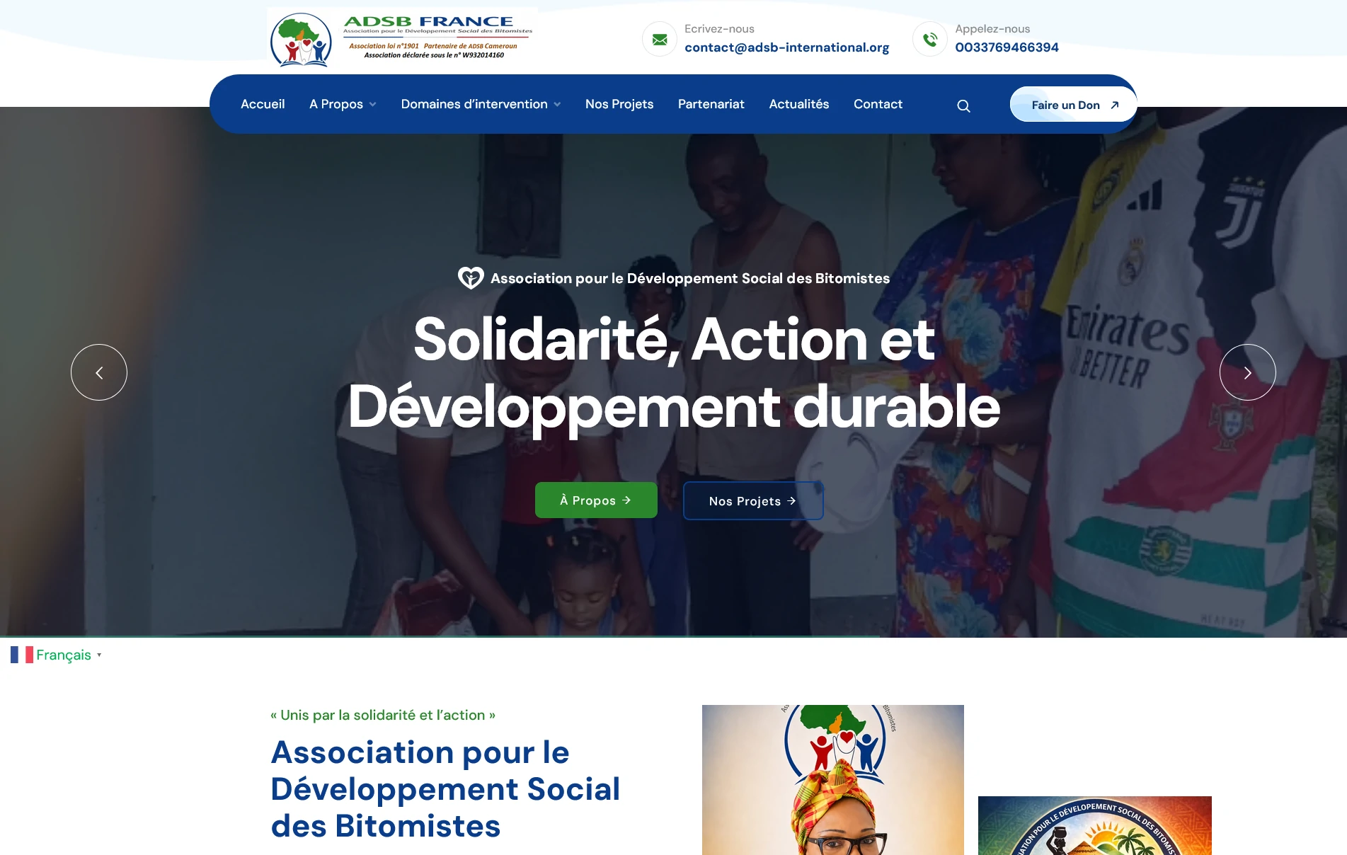 site web ONG ADSB International Cameroun