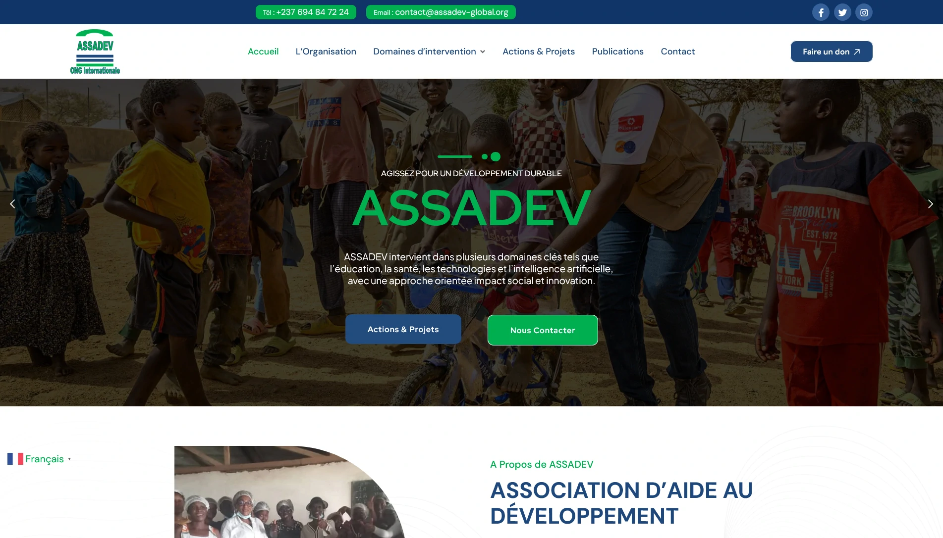 site web ONG ASSADEV Yaoundé Cameroun