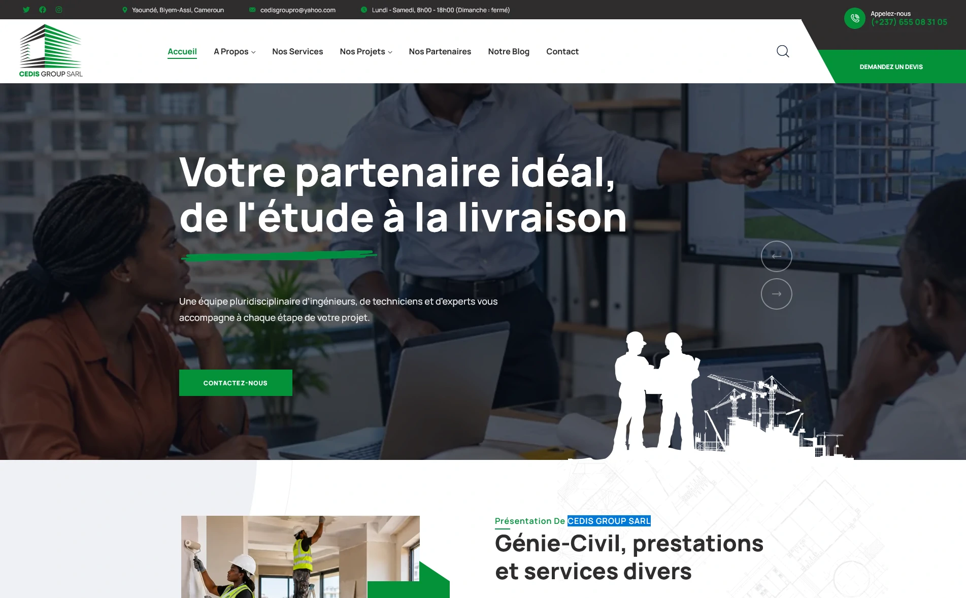 site web entreprise BTP CEDIS GROUP SARL Yaoundé