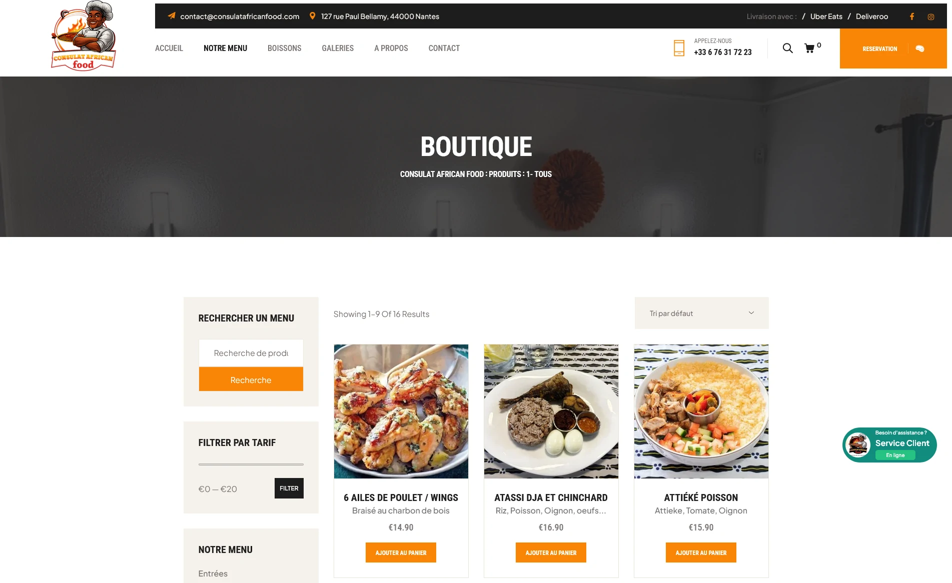 site web restaurant africain Nantes