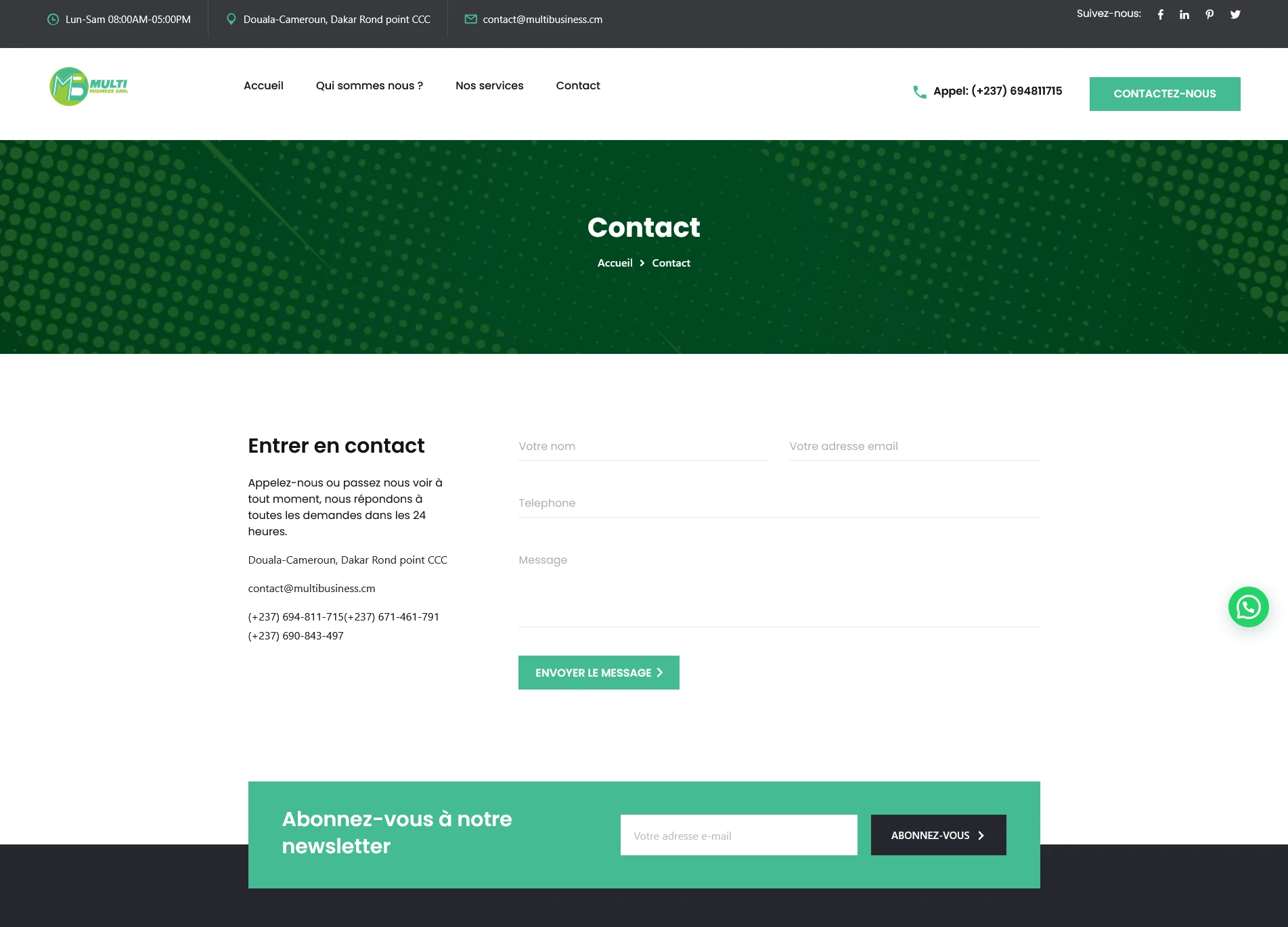 prise de rendez-vous services entreprises Douala