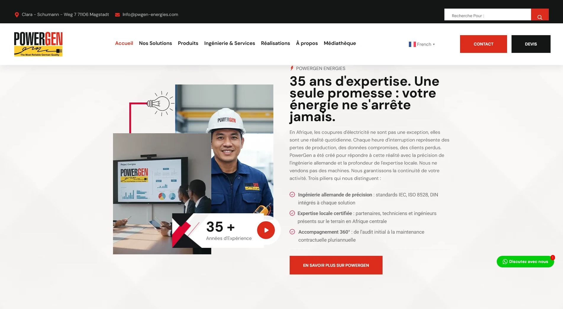 site vitrine PowerGen Energies groupes électrogènes