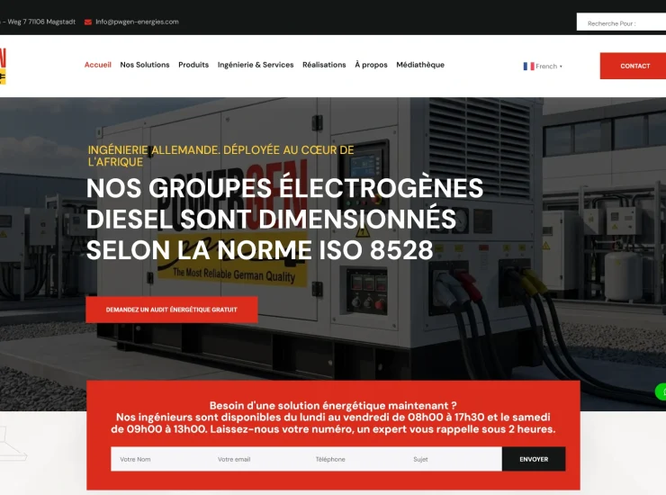 site vitrine PowerGen Energies groupes électrogènes