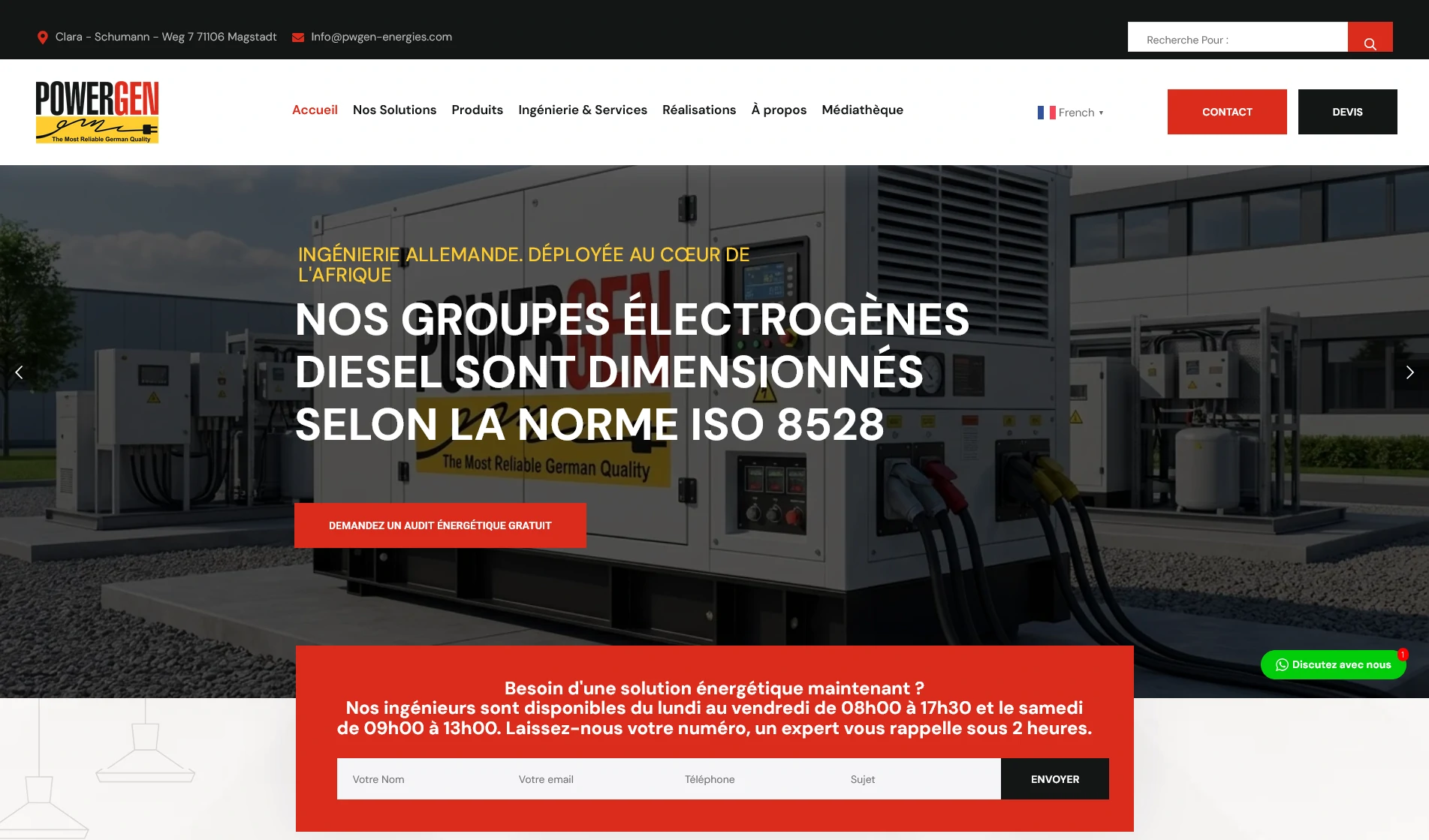 site vitrine PowerGen Energies groupes électrogènes