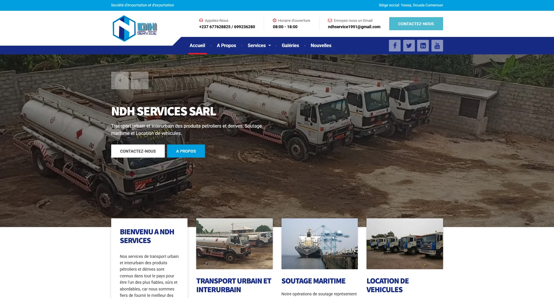 site web transport pétrolier NDH Services Douala