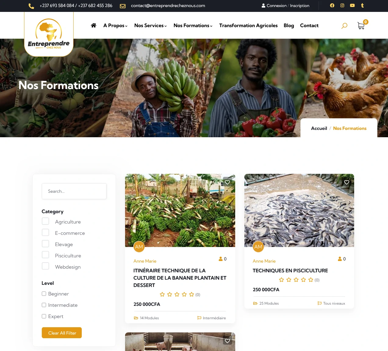 plateforme e-learning Entreprendre Chez Nous Douala