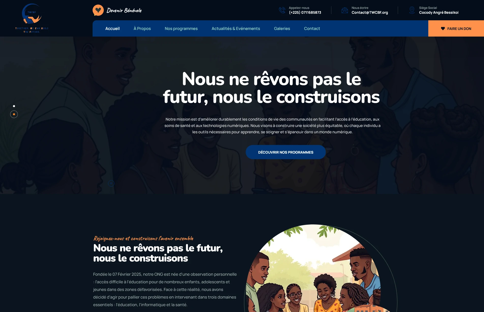site web ONG TWCBF Abidjan éducation